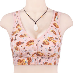 New Printed Front Button Soft Cotton Size Wireless Bra