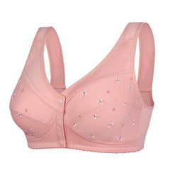 Button Front Thin Cup Printed Wireless Bra