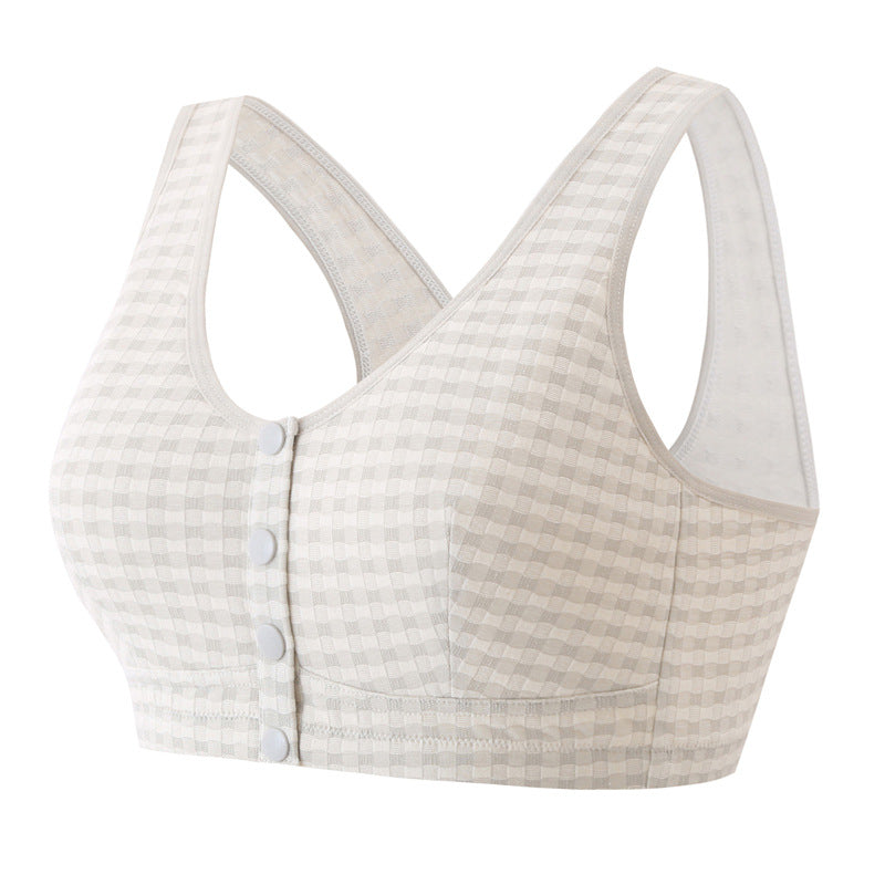 Cotton Plaid Stretch Soft Wireless Bra