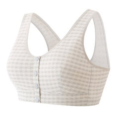 Cotton Plaid Stretch Soft Wireless Bra
