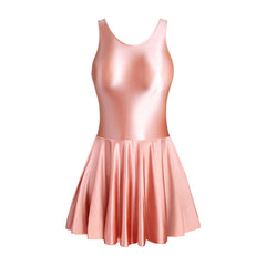 One-piece tight silky shiny gymnastics skirt