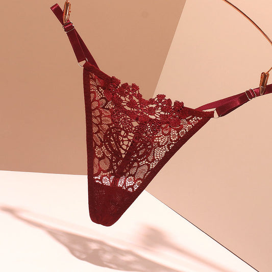 Sexy Embroidered Hollow Strapless Thong