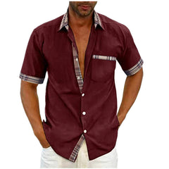 2023 Men's Summer Solid Color Plus Size Short-sleeved Shirt