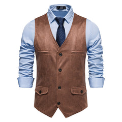 2023 V-neck Suede Single-breasted Casual Vest