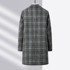 Men's High-end Plaid Woolen Coat