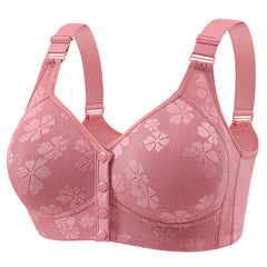 Adjustable shoulder straps front buckle breathable cotton non-wired bra
