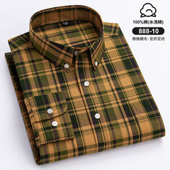 Men's Cotton Plaid Long Sleeve Shirt