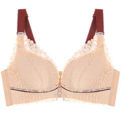 Front button large size wireless push up bra