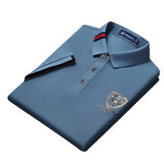 New men's solid color casual high-end polo shirt
