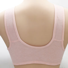 Cotton front button no wire floral bra