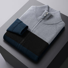 Men's Thick Half Turtleneck Striped Knitted Sweater