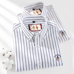 Men's 100% Cotton Striped Carbon Brushed Long Sleeve Casual Shirt