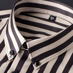 Men's Elastic Anti-wrinkle Casual Striped Long-sleeved Shirt