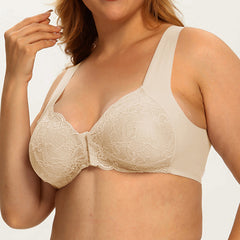 Button Front Sexy Lace Wireless Bra