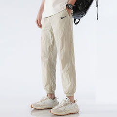 2024 New Men's Casual Ice Silk Loose Ankle-tie Nylon Quick-drying Sweatpants