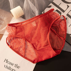 Sexy Satin Lace Mesh Briefs