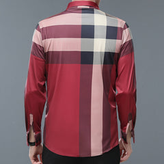 Men's Color-block Check Non-marking High-stretch Shirt
