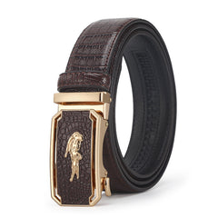 Men's New Automatic Buckle Crocodile Pattern Leather Business Casual Belt