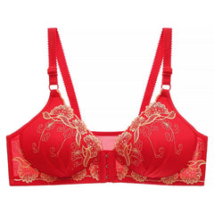 New Front Button Embroidery Push-Up Large Size Bra
