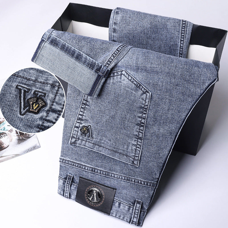 Stretch high waist straight jeans