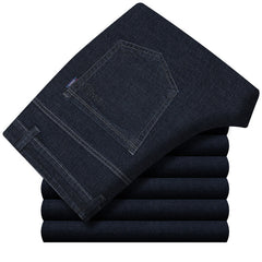 Men's Straight Elastic Thick Business Casual Jeans