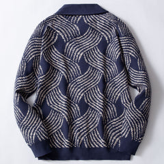 Men's Jacquard Knitted Cardigan Sweater