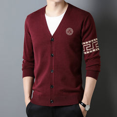 Men's Casual Fashion V-Neck Embroidered Cardigan
