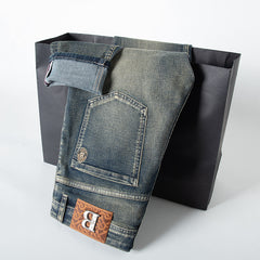 Embroidered slim-fit stretch vintage jeans