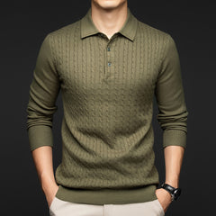 Men's Jacquard Warm Business Casual Lapel Sweater