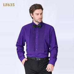 New Men's Dress French Shirt with Bow Tie