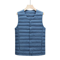 Men's White Duck Down Warm Down Vest