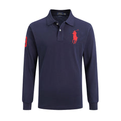 Men's lapel loose plus size cotton embroidered polos