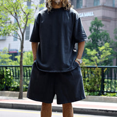 Men's Large Size Casual Loose Short-sleeved Solid Color Suit
