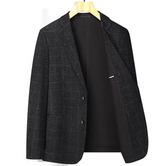 Men's Winter Nylon Stretch Casual Plaid Blazer