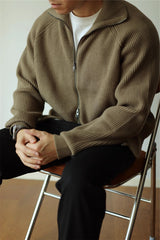 Zippered Simple Solid Color Loose Sweater