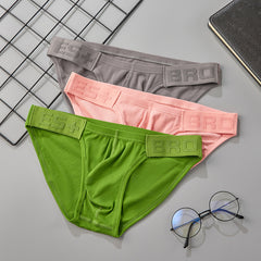 Men's Low Waist Ribbed Sweat-absorbent Comfortable Sexy Briefs
