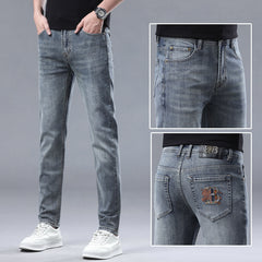 New high-end stretch vintage blue embroidered jeans
