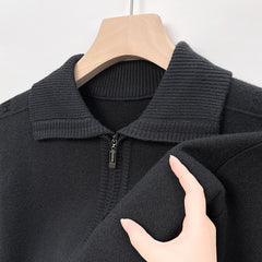 Men's Lapel Zipper Sweater