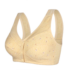 Button Front Thin Cup Printed Wireless Bra