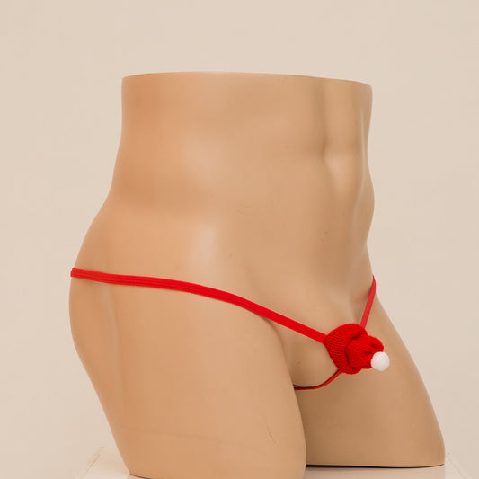 Men's Christmas Hat Sexy Hollow No-take-off Thong
