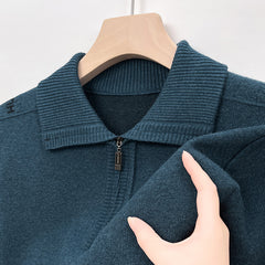 Men's Lapel Zipper Sweater