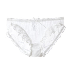 Japanese Thin Mesh Sweet and Sexy Low Waist Hollow Transparent Lace Briefs