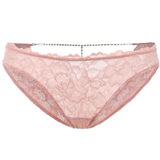 Rhinestone Chain Breathable Sexy Transparent Lace Panties