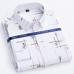 Men's Wrinkle-free Business Casual Gold-stamped Plaid Shirt