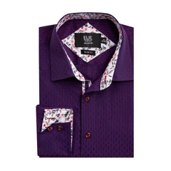 Men's Fashionable Jacquard Long Sleeve Patchwork Stand Collar Shirt