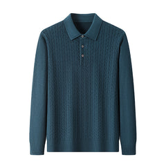 Men's Jacquard Warm Business Casual Lapel Sweater
