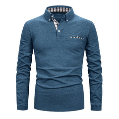 Men's Casual Plaid Stitching Fashion POLO Shirt