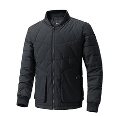 Men's Casual Warm Stand Collar Plaid Patchwork Cotton Coat