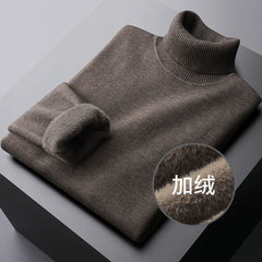 Men's Fleece Warm High Collar Knitted Sweater