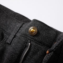 Men's Winter Thick Warm Woolen Velvet Business Straight Plaid Casual Pants